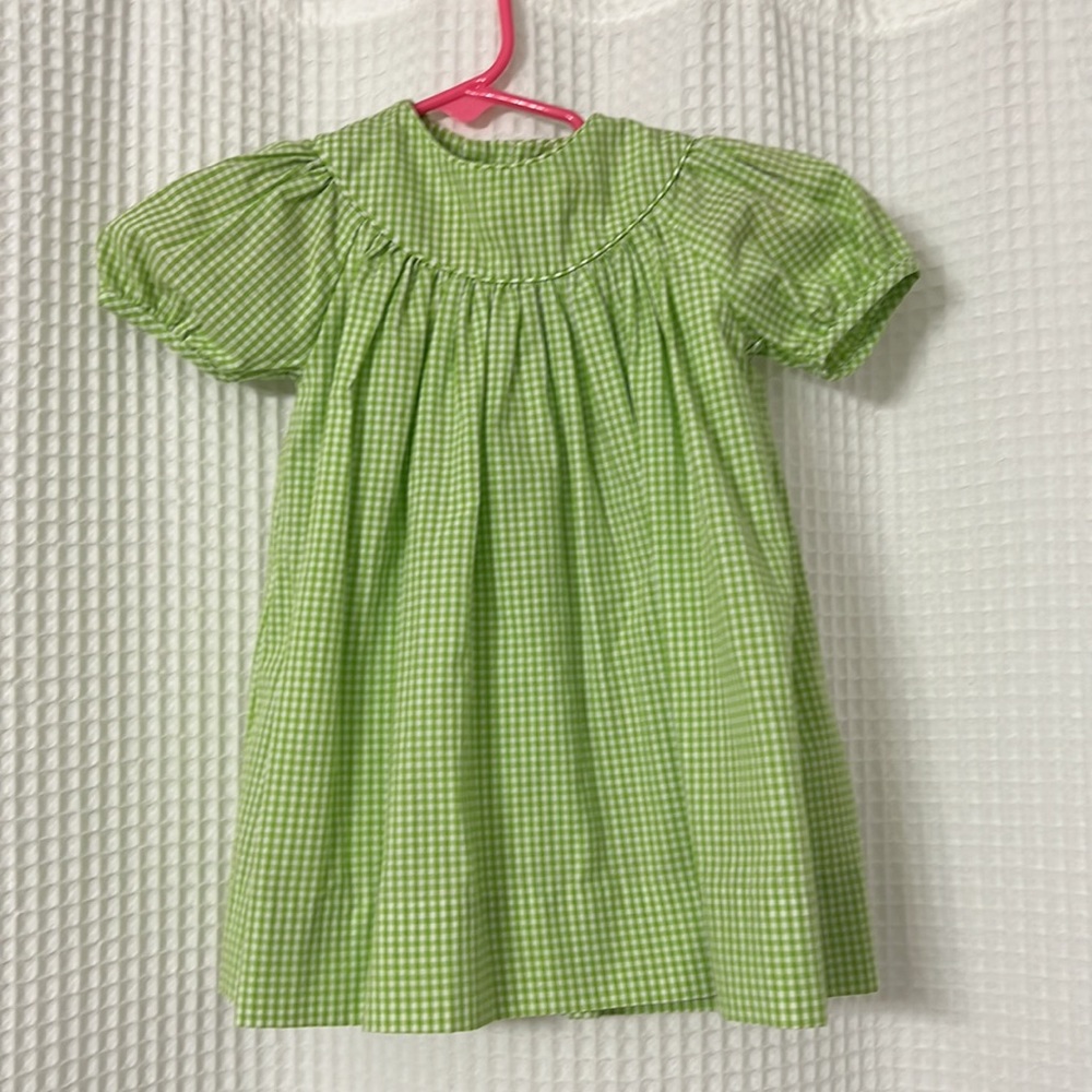 💚Green & white gingham dress with bloomers